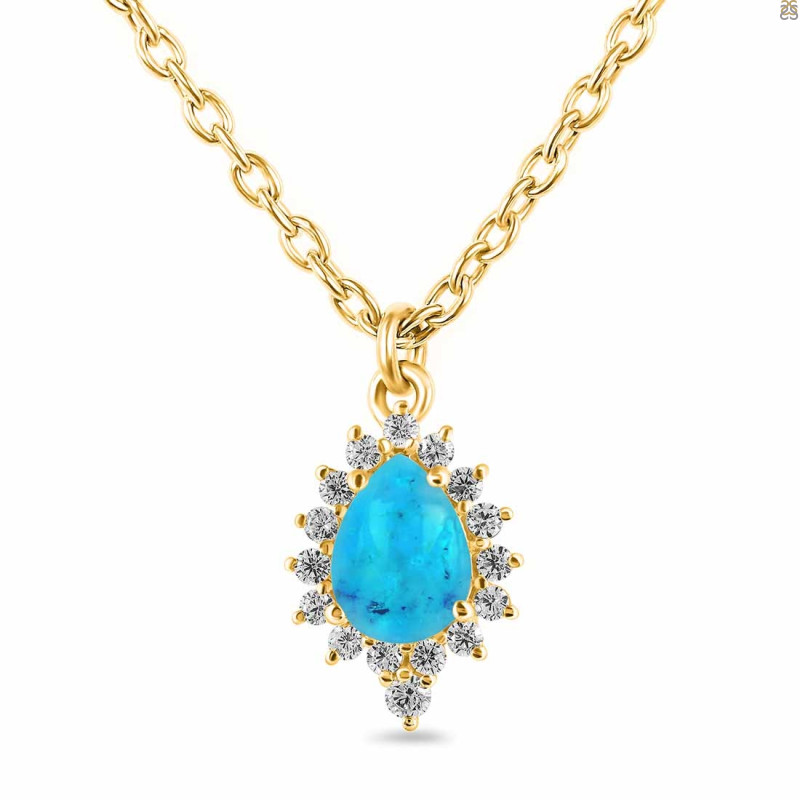 Turquoise & White Topaz Necklace With Slider Lock TRQ-RDN-79.