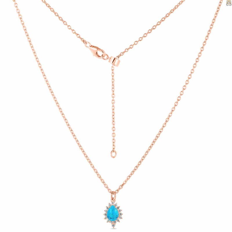 Turquoise & White Topaz Necklace With Slider Lock TRQ-RDN-79.