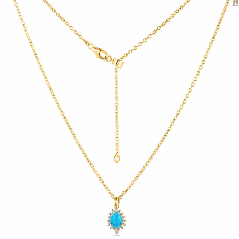 Turquoise & White Topaz Necklace With Slider Lock TRQ-RDN-79.