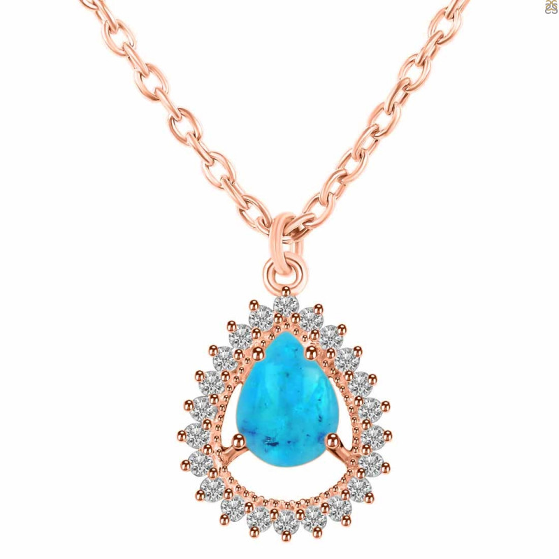 Turquoise & White Topaz Necklace With Slider Lock TRQ-RDN-80.