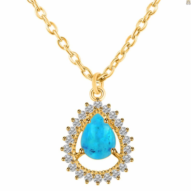 Turquoise & White Topaz Necklace With Slider Lock TRQ-RDN-80.