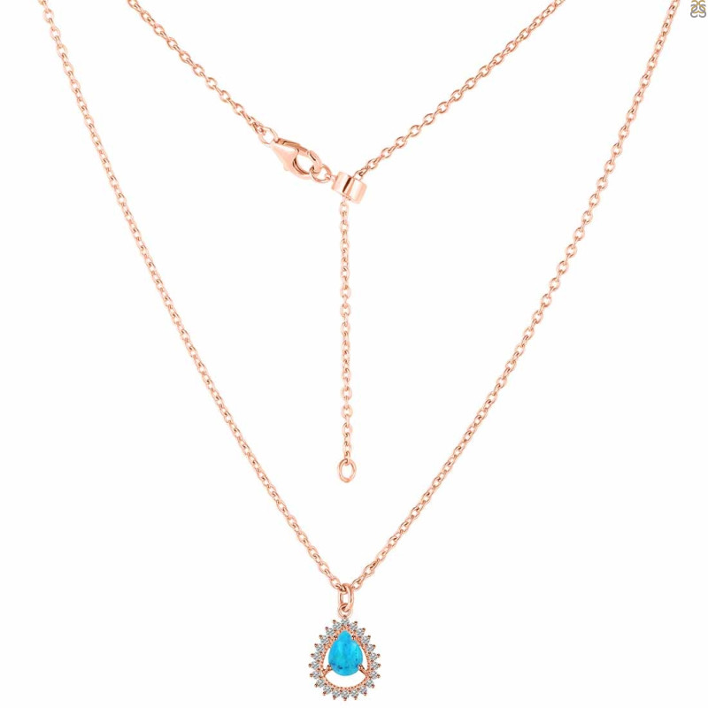 Turquoise & White Topaz Necklace With Slider Lock TRQ-RDN-80.