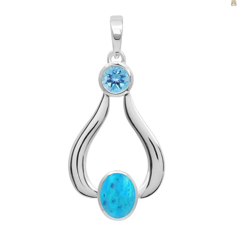 Turquoise & Blue Topaz Pendant TRQ-RDP-132.