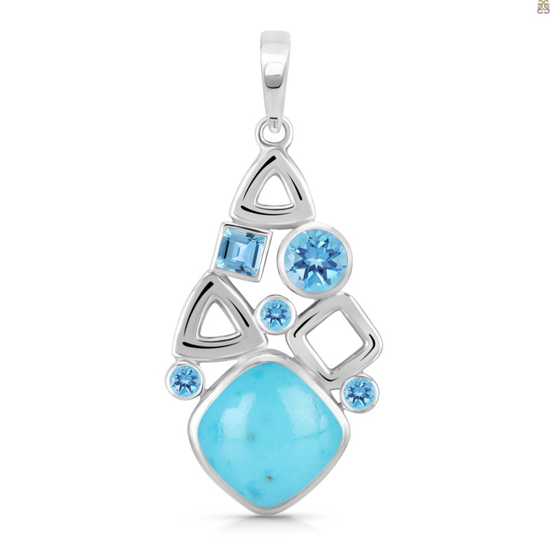 Turquoise & Blue Topaz Pendant TRQ-RDP-47.