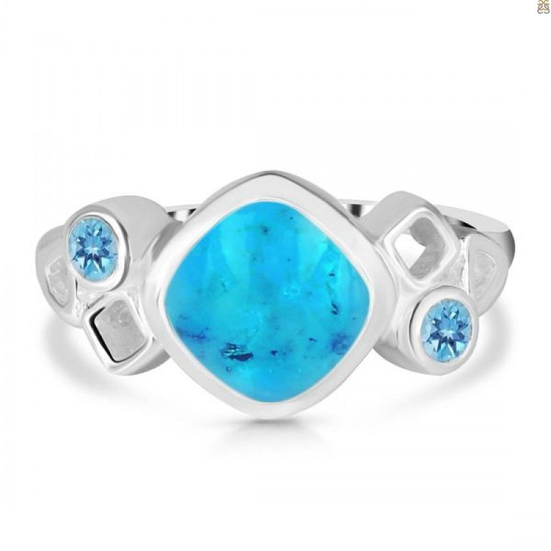 Turquoise & Blue Topaz Ring TRQ-RDR-122.