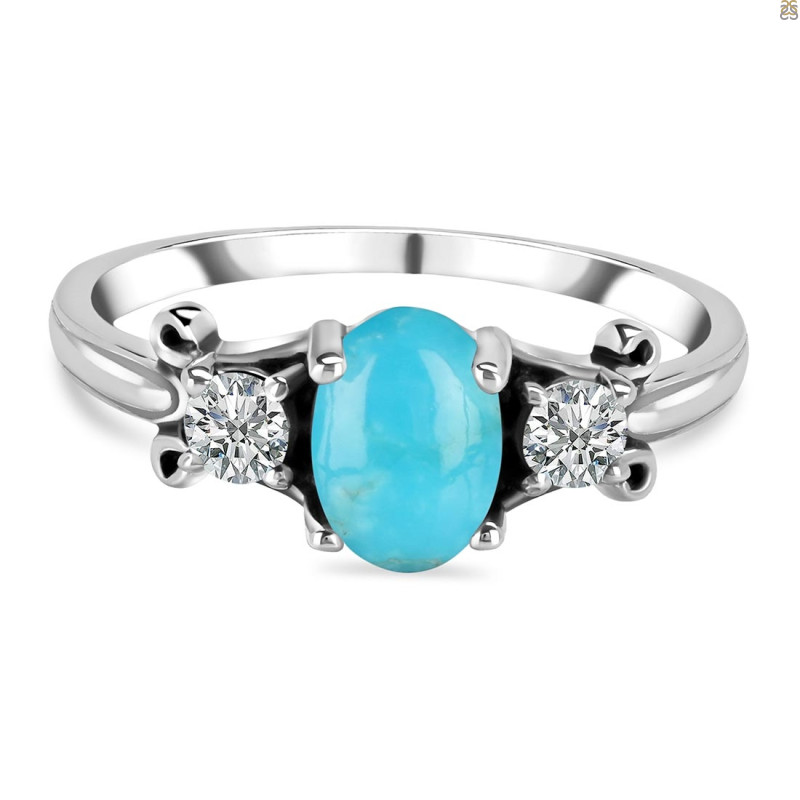 Turquoise & White Topaz Ring TRQ-RDR-1442.