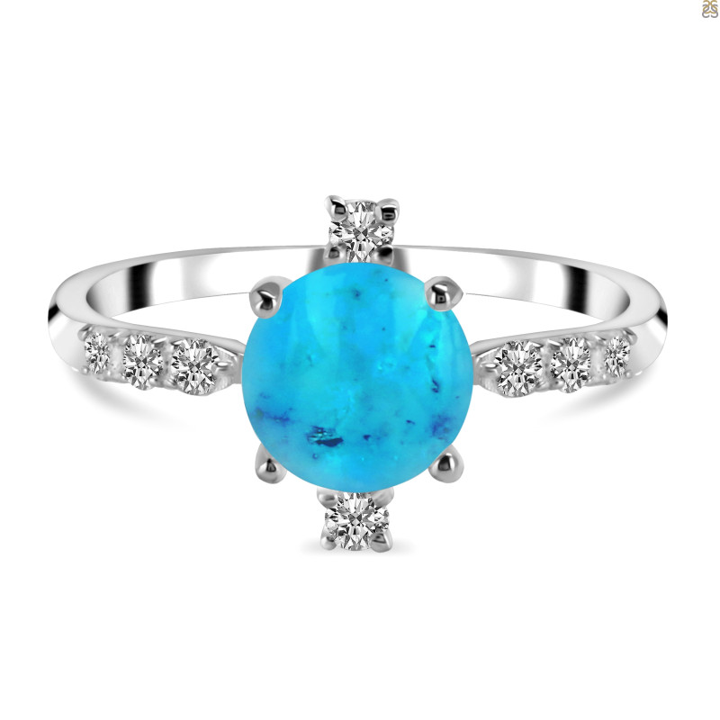 Turquoise & White Topaz Ring TRQ-RDR-1621.
