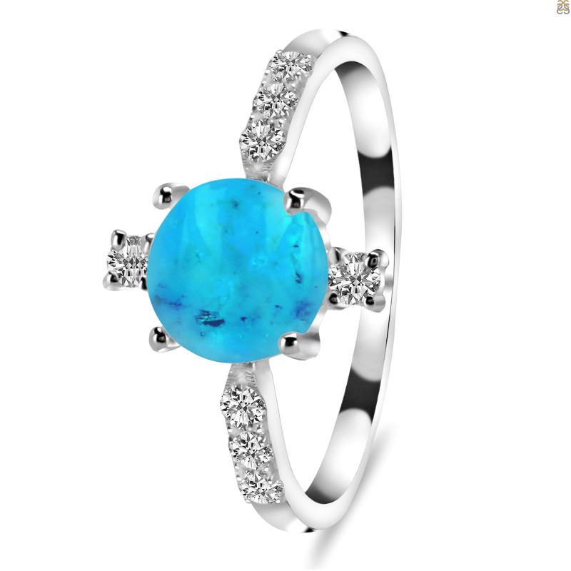 Turquoise & White Topaz Ring