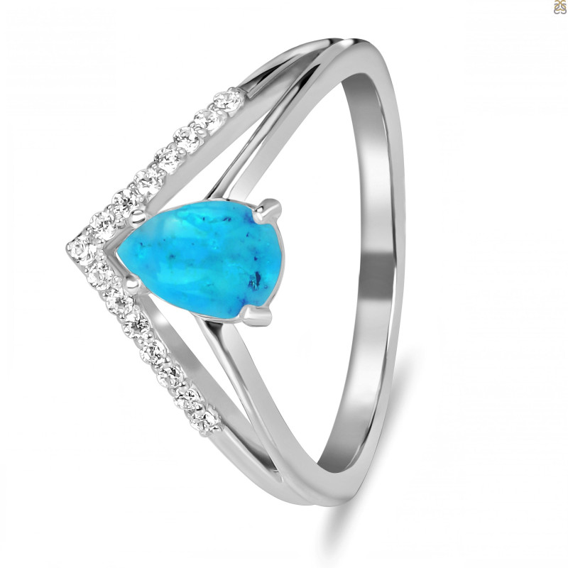 Turquoise & White Topaz Ring