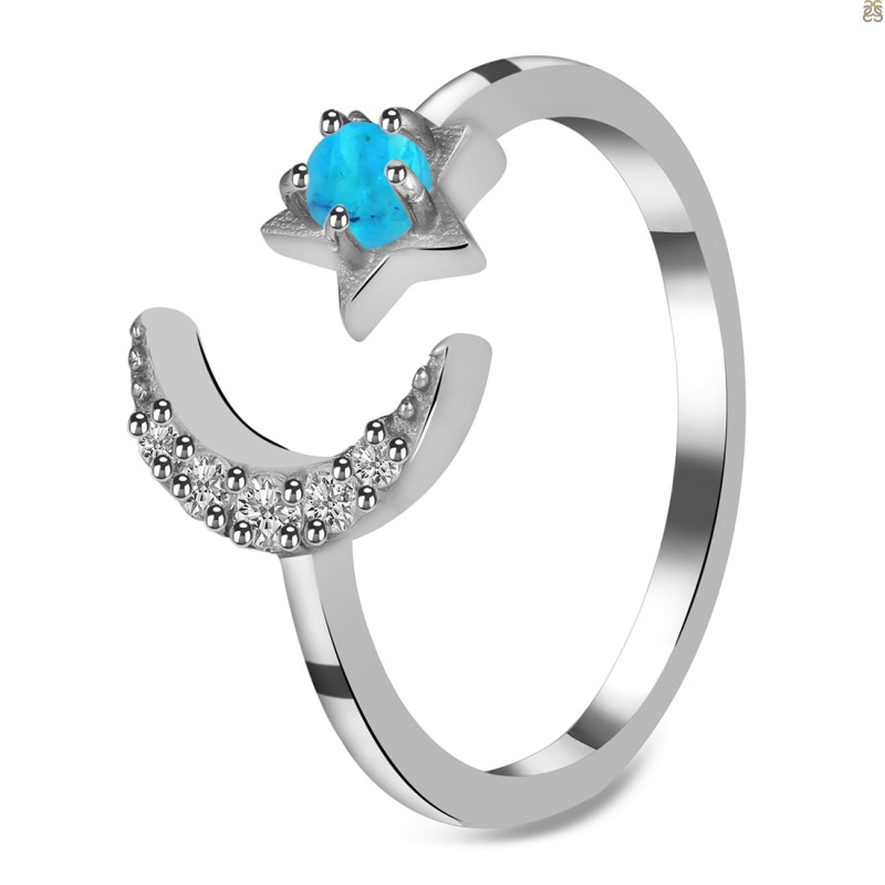 Turquoise & White Topaz Ring