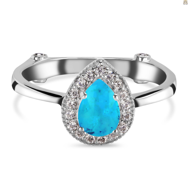 Turquoise & White Topaz Ring TRQ-RDR-1804.