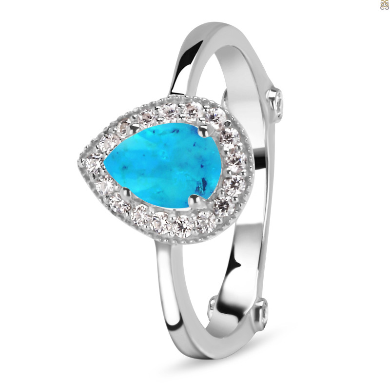 Turquoise & White Topaz Ring