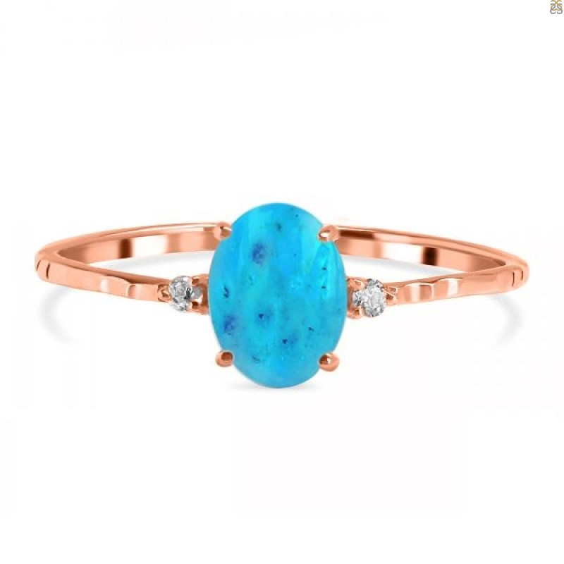 Turquoise & White Topaz Ring TRQ-RDR-1938-A.