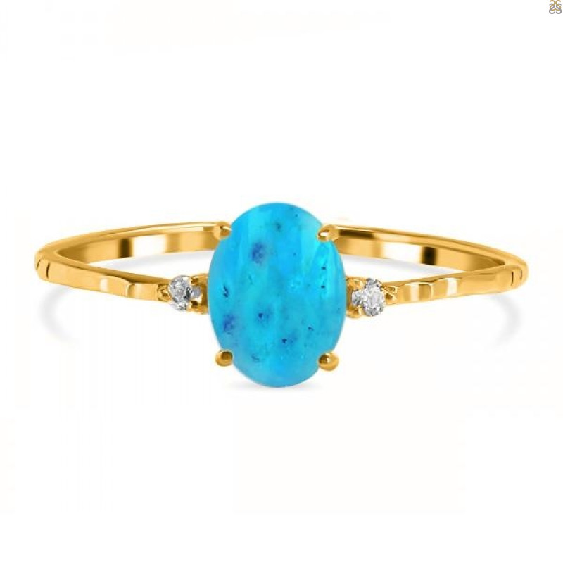 Turquoise & White Topaz Ring TRQ-RDR-1938-A.