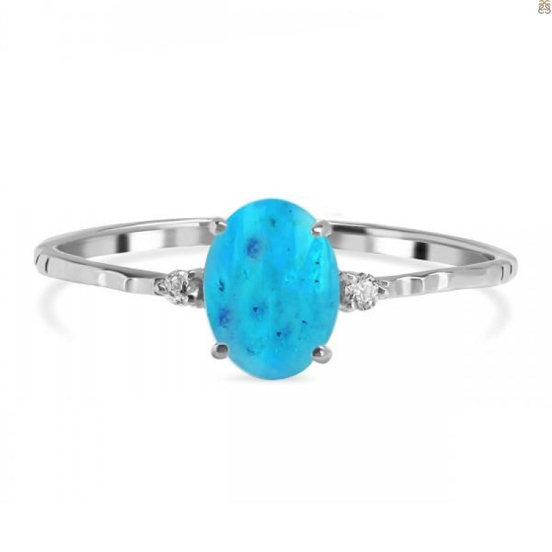 Turquoise & White Topaz Ring TRQ-RDR-1938-A.
