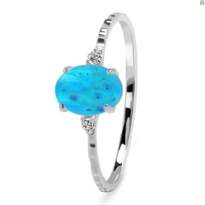 Turquoise & White Topaz Ring