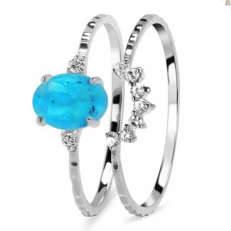 Turquoise & White Topaz Ring