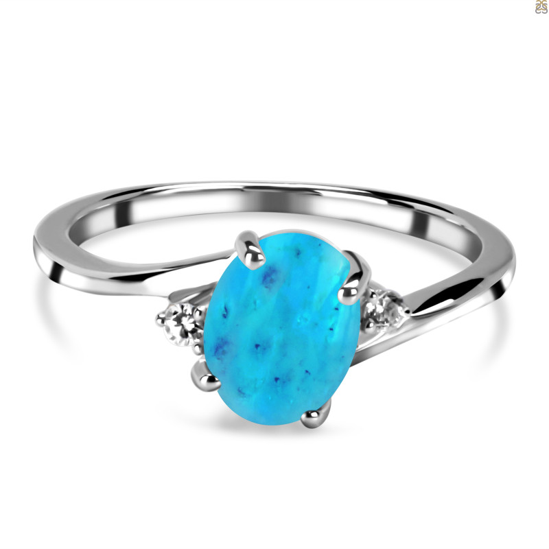 Turquoise & White Topaz Ring TRQ-RDR-209.