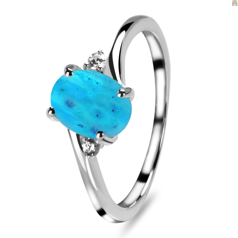 Turquoise & White Topaz Ring