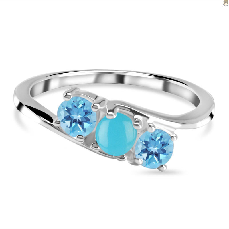 Turquoise & Blue Topaz Ring TRQ-RDR-213-BTZ.