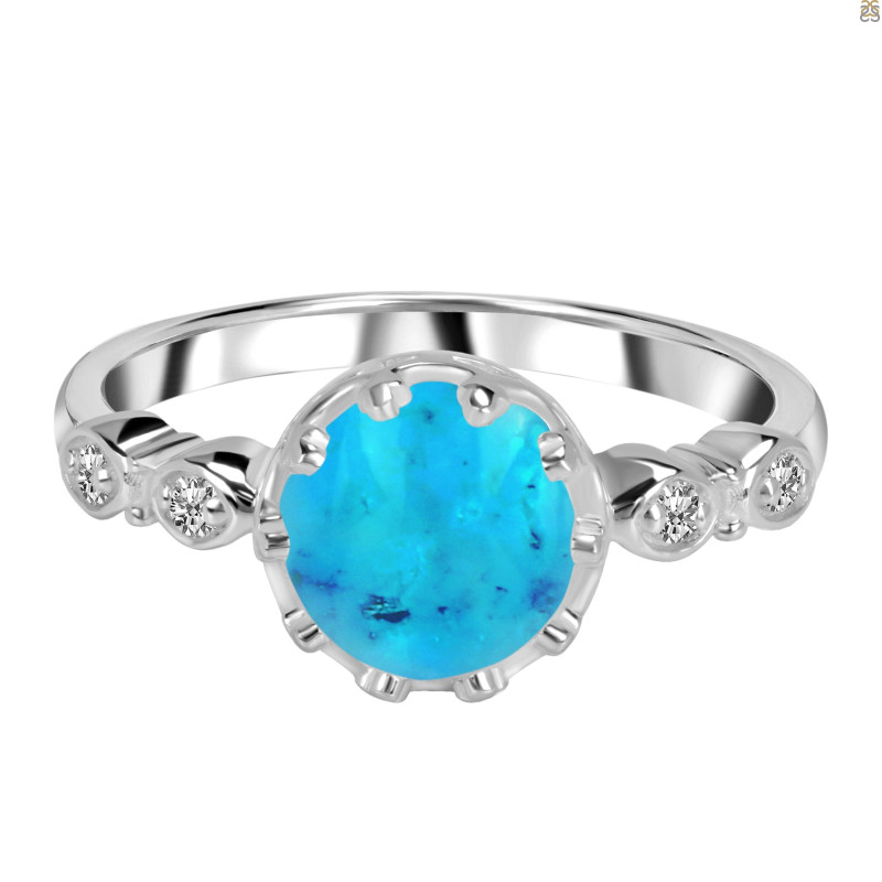 Turquoise & White Topaz Ring TRQ-RDR-2197.