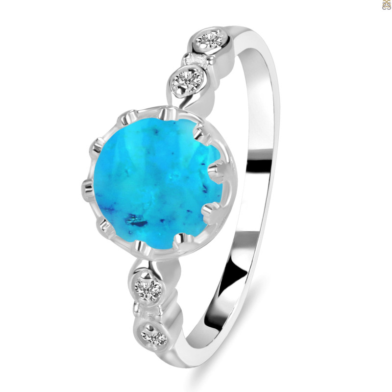 Turquoise & White Topaz Ring