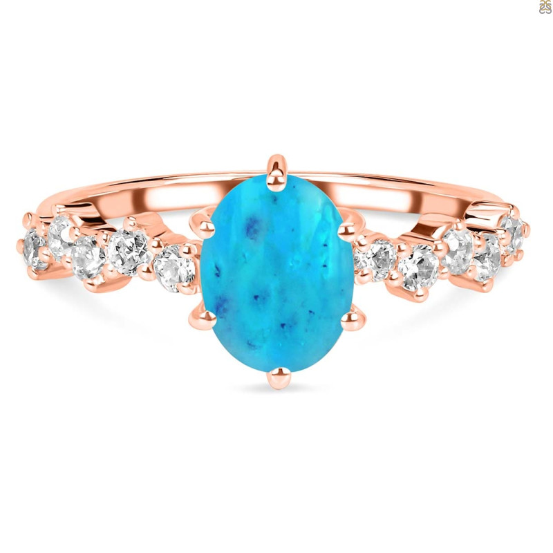  Turquoise & White Topaz Ring TRQ-RDR-2241.