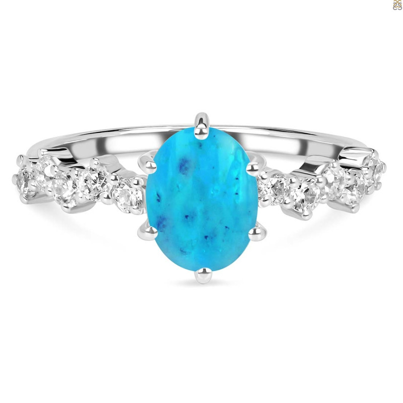  Turquoise & White Topaz Ring TRQ-RDR-2241.