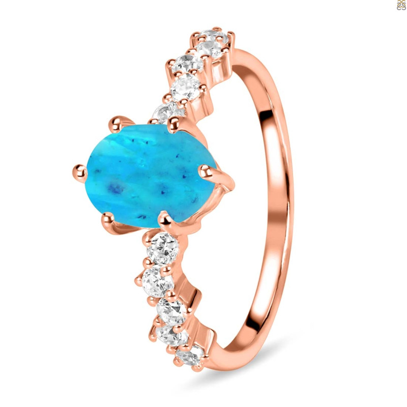  Turquoise & White Topaz Ring TRQ-RDR-2241.