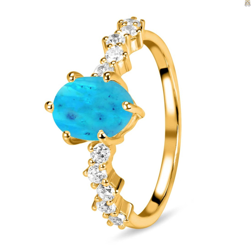  Turquoise & White Topaz Ring TRQ-RDR-2241.