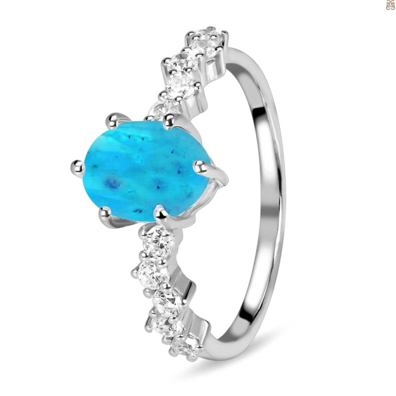  Turquoise & White Topaz Ring