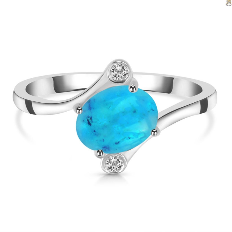 Turquoise & White Topaz Ring TRQ-RDR-2275.