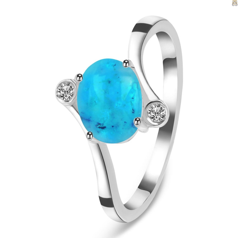 Turquoise & White Topaz Ring