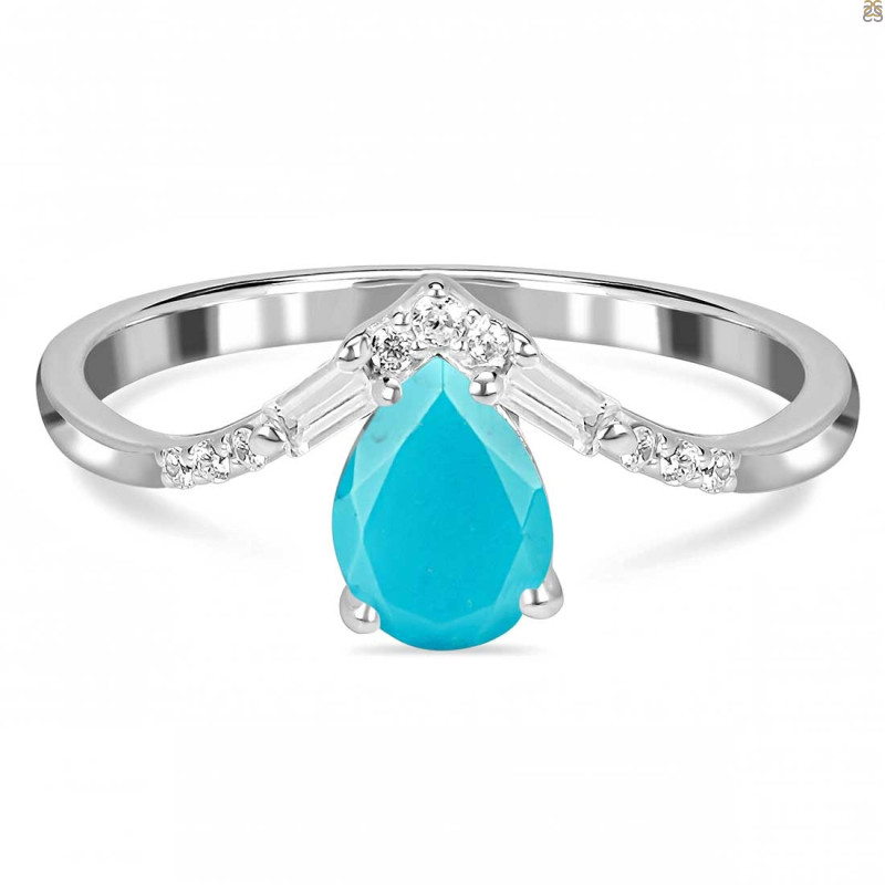  Turquoise & White Topaz Ring TRQ-RDR-2283.