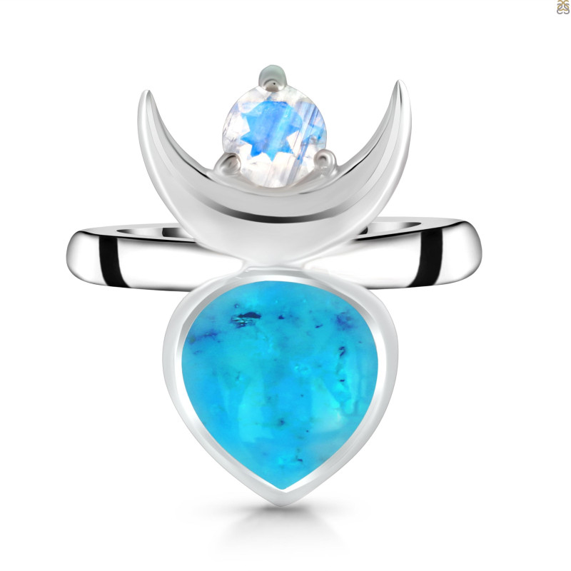 Turquoise & Moonstone Ring TRQ-RDR-2545.
