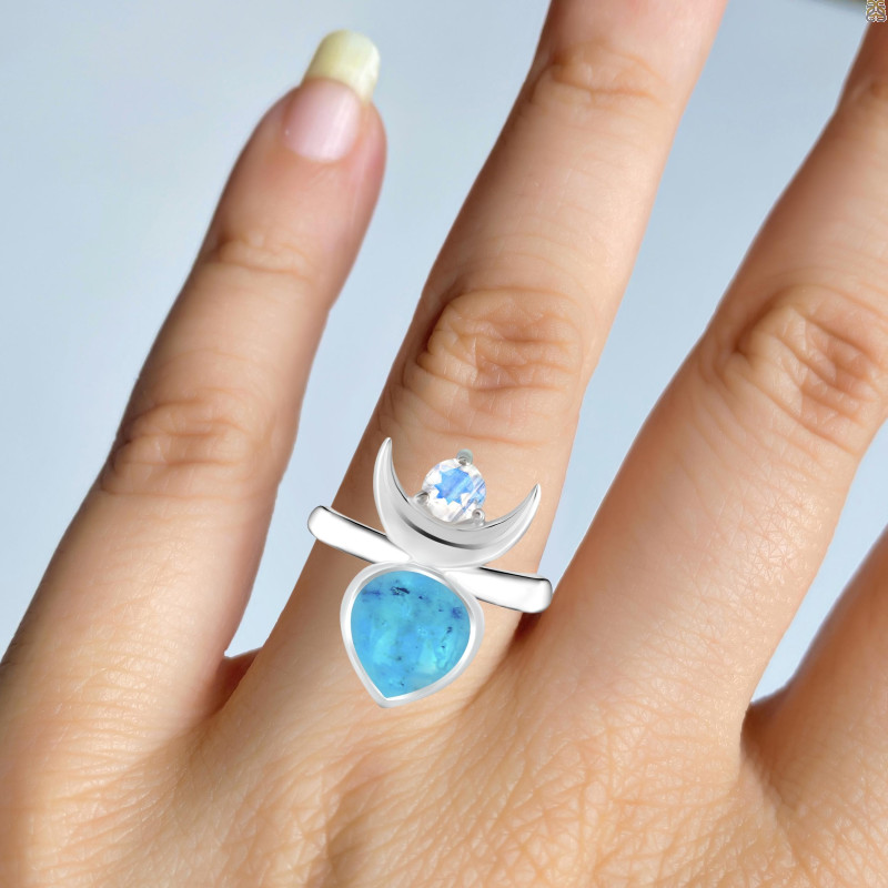 Turquoise & Moonstone Ring TRQ-RDR-2545.