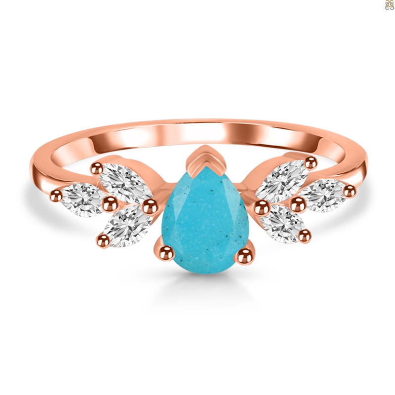Turquoise & White Topaz Ring TRQ-RDR-2556.