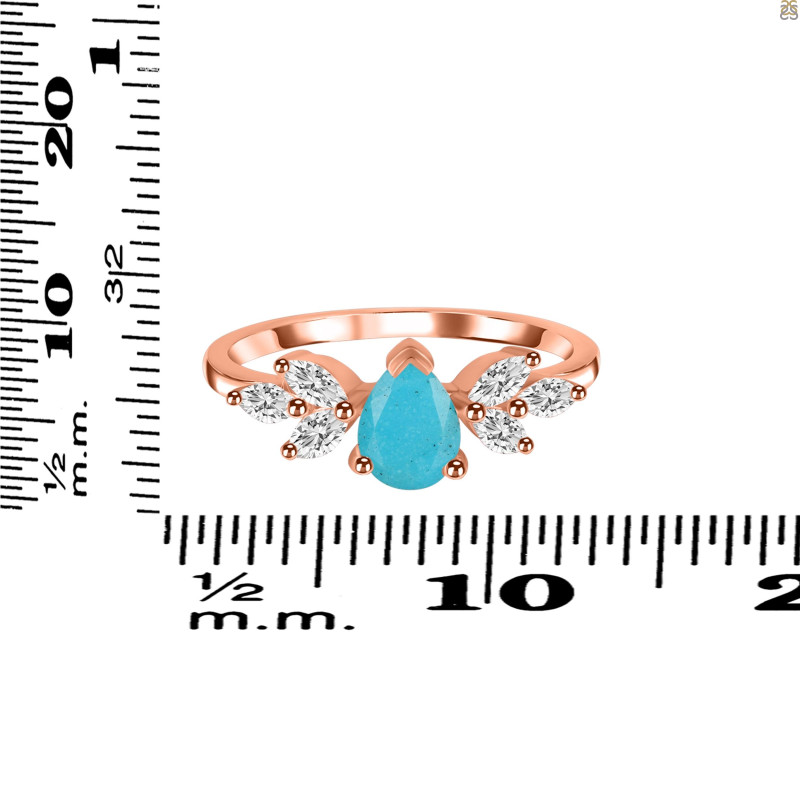 Turquoise & White Topaz Ring TRQ-RDR-2556.