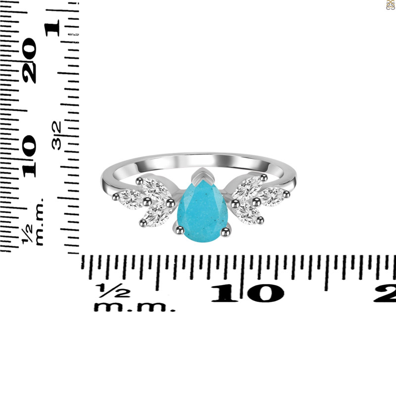 Turquoise & White Topaz Ring TRQ-RDR-2556.