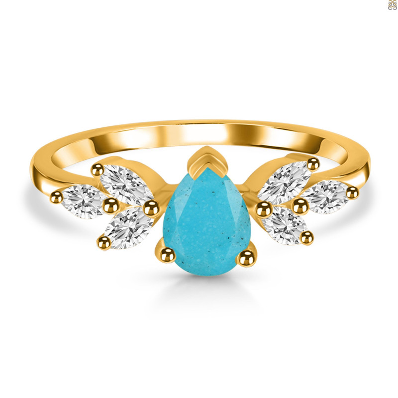 Turquoise & White Topaz Ring TRQ-RDR-2556.