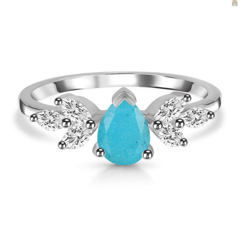 Turquoise & White Topaz Ring TRQ-RDR-2556.
