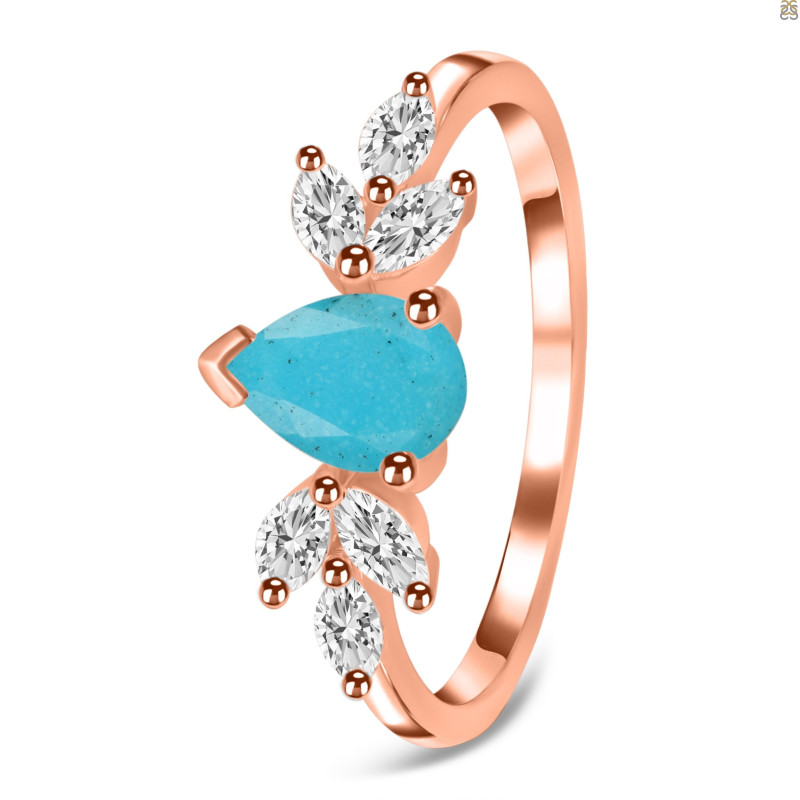 Turquoise & White Topaz Ring TRQ-RDR-2556.