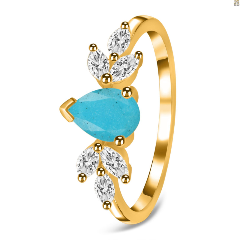 Turquoise & White Topaz Ring TRQ-RDR-2556.