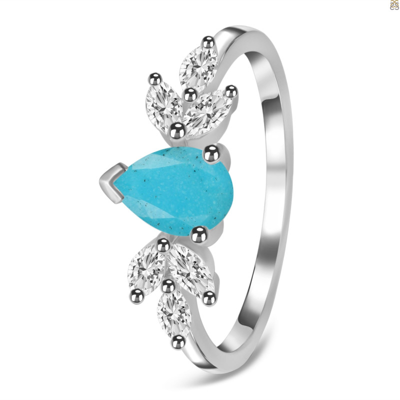 Turquoise & White Topaz Ring