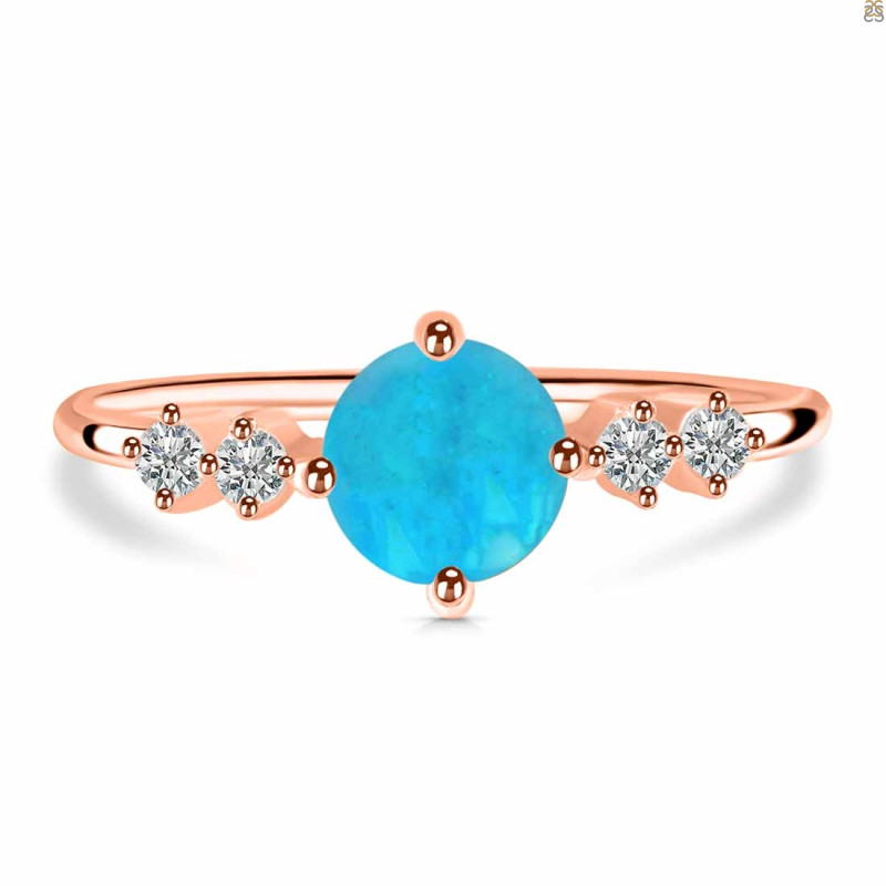 Turquoise & White Topaz Ring TRQ-RDR-3166.