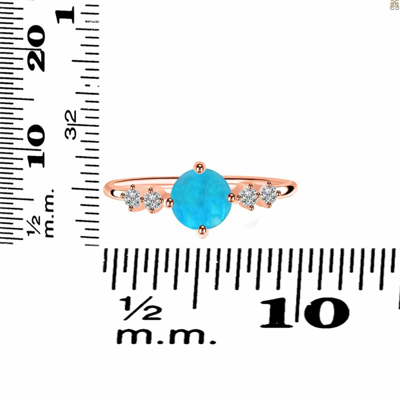 Turquoise & White Topaz Ring TRQ-RDR-3166.