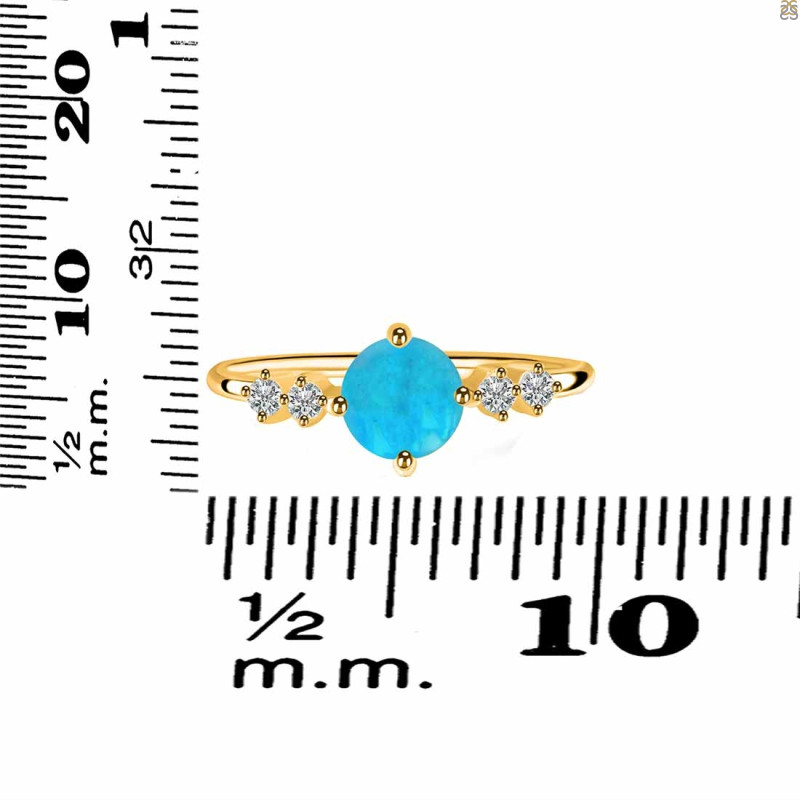 Turquoise & White Topaz Ring TRQ-RDR-3166.