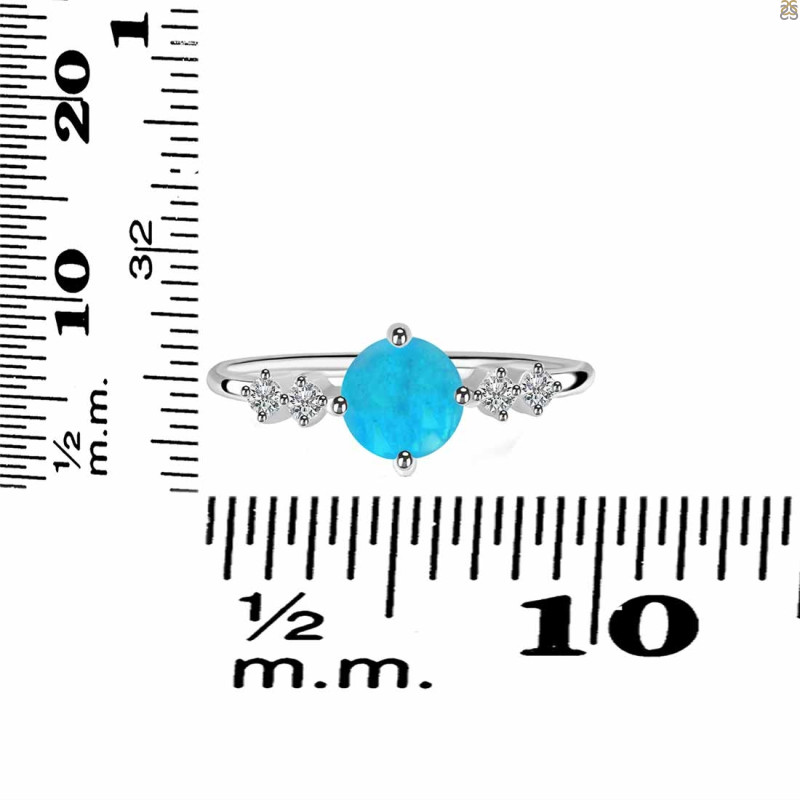 Turquoise & White Topaz Ring TRQ-RDR-3166.