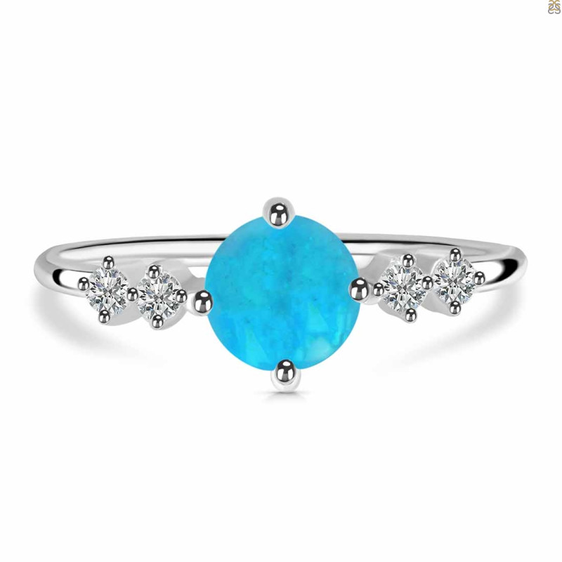 Turquoise & White Topaz Ring TRQ-RDR-3166.