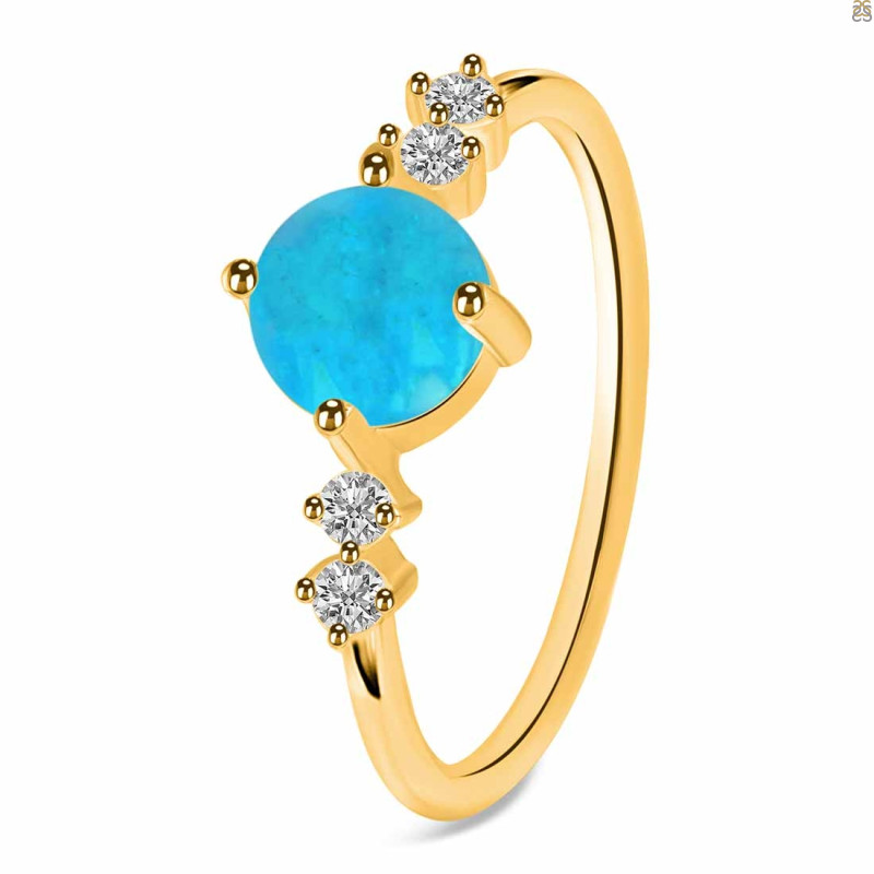 Turquoise & White Topaz Ring TRQ-RDR-3166.